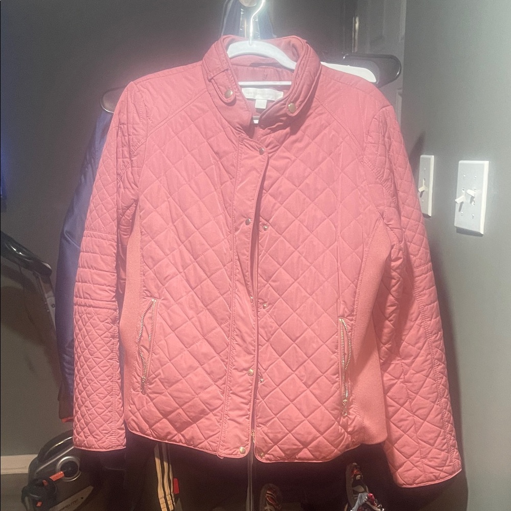 New York & Company Quilted Pink Puffer Jacket